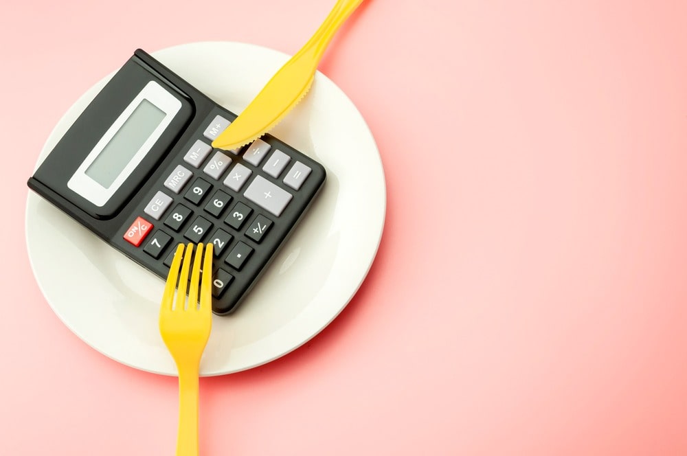 calculator on a plate