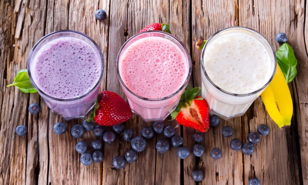 variety of healthy protein shakes