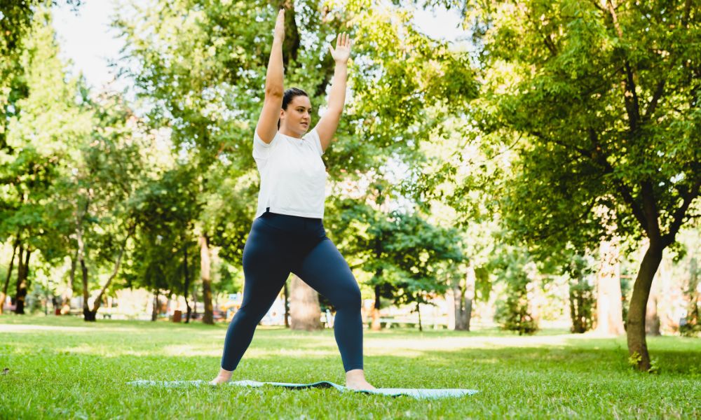 obese women exercising outside